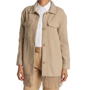 Laundry by Shelli Segal Womens M Fringe Shaket in Silver Mink Tan NEW